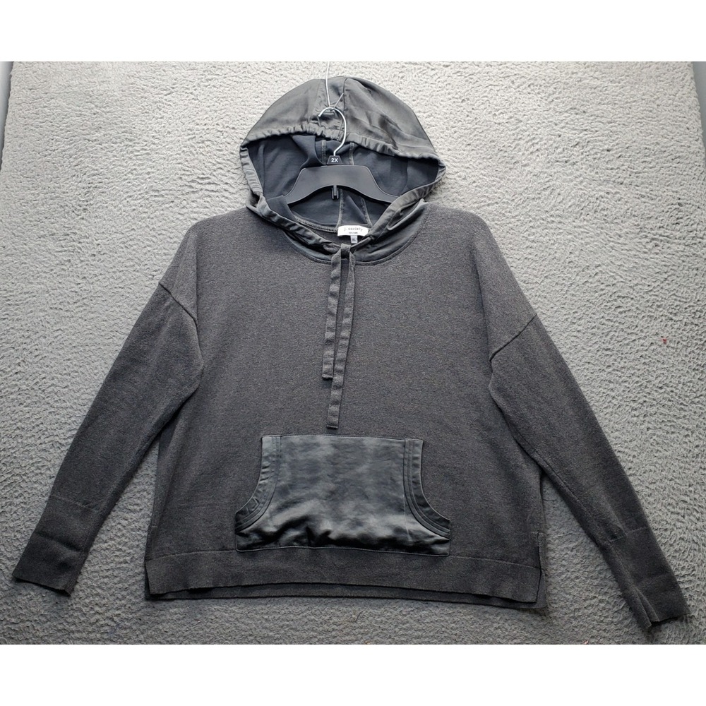 J Society Hoodie Womens XL Gray Long Sleeve Side Slit Kangaroo Pocket Drawstring